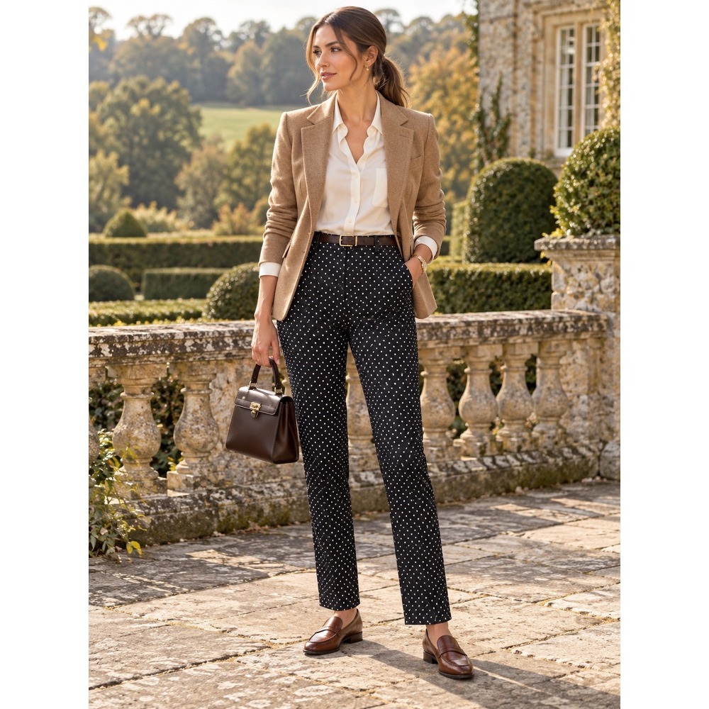 Lauren Ralph Lauren Polka Dot Pants Size 14 Preppy Heritage Old Money Fall Ankle